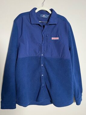 Vineyard Vines Men's Two-Tone Navy Fleece Shirt Jacket